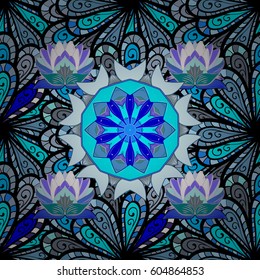 Trendy seamless floral pattern. Vector illustration with many flowers.