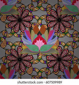 Trendy seamless floral pattern. Vector illustration with many flowers.