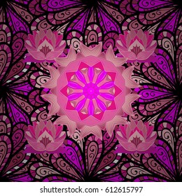 Trendy seamless floral pattern. Vector illustration with many flowers.