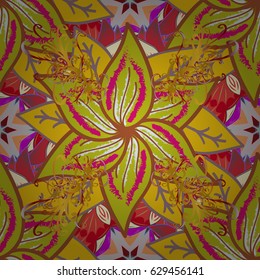 Trendy seamless floral pattern. Vector illustration with many flowers.