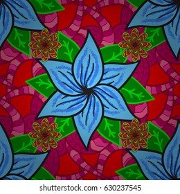 Trendy seamless floral pattern. Vector illustration with many flowers.