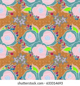 Trendy seamless floral pattern. Vector illustration with many motley flowers.