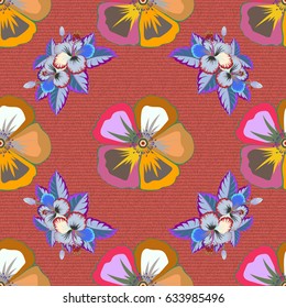 Trendy seamless floral pattern. Vector illustration with many motley flowers.