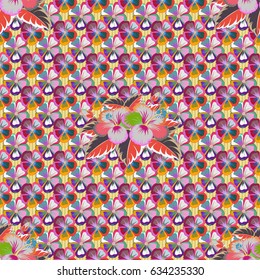 Trendy seamless floral pattern. Vector illustration with many motley flowers.