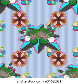 Trendy seamless floral pattern. Vector illustration with many motley flowers.