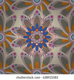 Trendy seamless floral pattern. Vector illustration with many blue flowers.