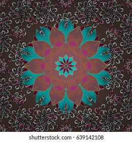 Trendy seamless floral pattern. Vector illustration with many blue flowers.