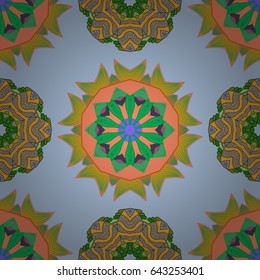 Trendy seamless floral pattern. Vector illustration with many blue flowers.