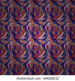 Trendy seamless floral pattern. Vector illustration with many blue flowers.