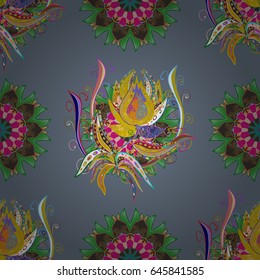 Trendy seamless floral pattern. Vector illustration with many blue flowers.