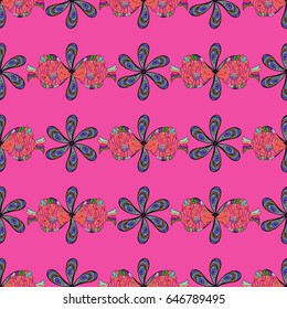 Trendy seamless floral pattern. Vector illustration with many blue flowers.