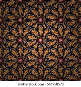 Trendy seamless floral pattern. Vector illustration with many blue flowers.