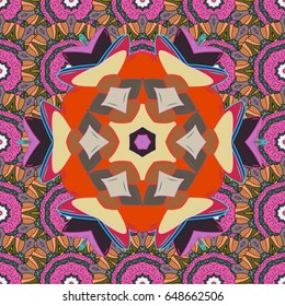 Trendy seamless floral pattern. Vector illustration with many colorfil flowers.
