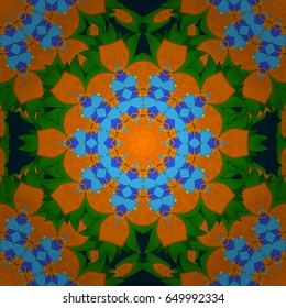 Trendy seamless floral pattern. Vector illustration with many blue flowers.