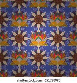 Trendy seamless floral pattern. Vector illustration with many blue flowers.