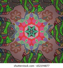 Trendy seamless floral pattern. Vector illustration with many flowers.
