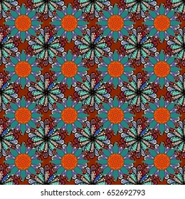 Trendy seamless floral pattern. Vector illustration with many flowers.