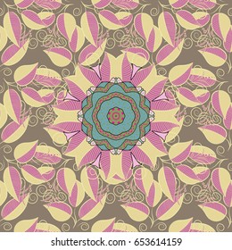 Trendy seamless floral pattern. Vector illustration with many flowers.