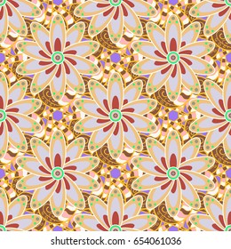 Trendy seamless floral pattern. Vector illustration with many flowers.