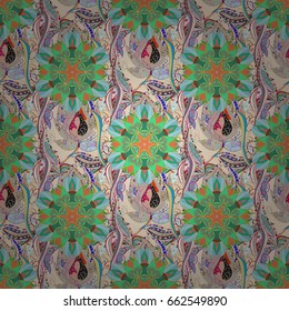 Trendy seamless floral pattern. Vector illustration with many blue flowers.