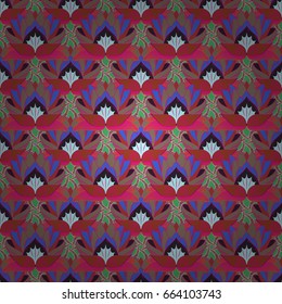 Trendy seamless floral pattern. Vector illustration with many flowers.