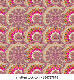 Trendy seamless floral pattern. Vector illustration with many flowers.