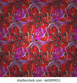 Trendy seamless floral pattern. Vector illustration with many flowers.
