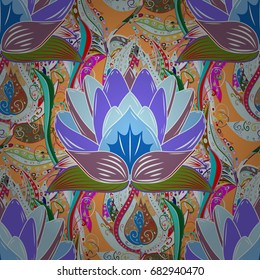 Trendy seamless Floral Pattern In Vector illustration. Beautiful fabric pattern. Colour Summer Theme seamless pattern Background. Flat Flower Elements Design.