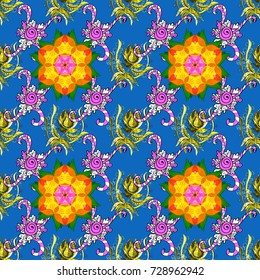 Trendy seamless Floral Pattern In Vector illustration. Beautiful fabric pattern. Colour Summer Theme seamless pattern Background. Flat Flower Elements Design.