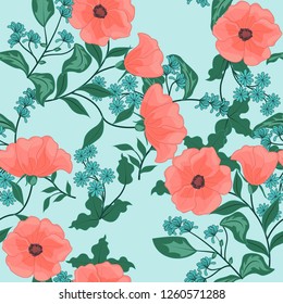 Trendy seamless flower pattern. Modern seamless vector illustration clipart for, wallpapers, backgrounds, surface textures, textile, fabric printing, banners, posters, covers. Vector illustration.