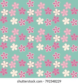 trendy seamless flowers pattern on blue background , vector illustration. Eps 10. Floral seamless background for yours design usage.