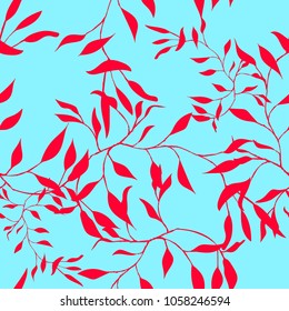 Trendy seamless leaves pattern.  Motifs scattered random. Vector texture. Printing with in hand drawn style.