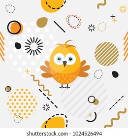 Trendy seamless, Memphis style Easter geometric pattern, vector illustration with line elements and  geometric figures. Design backgrounds for invitation, brochure template Memphis fashion