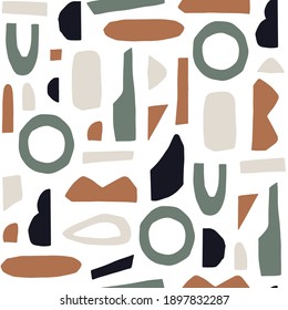 Trendy seamless pattern with abstract organic cut out. Matisse inspired shapes in neutral colors. Modern vector illustration perfect for fabric, wrapping texture, textile, wallpaper, home apparel.