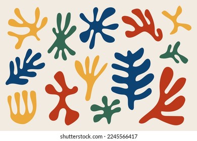 Formas orgánicas abstractas de diseño a la moda inspiradas en matismos. Se puede utilizar para una decoración moderna y minimalista en las paredes, papel pintado, decoración interior
