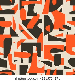 Trendy seamless pattern with abstract organic cut out shapes