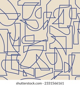 Trendy seamless pattern with abstract organic cut out Matisse inspired shapes