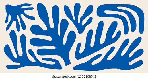 Trendy seamless pattern abstract organic shapes inspired by matisse. Can be used for modern minimalist wall decoration, wallpaper, interior decoration