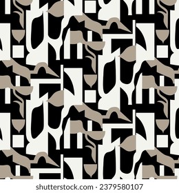 Trendy seamless pattern with abstract organic cut out shapes