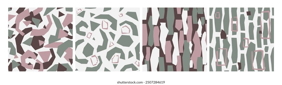 Ein trendiges, nahtloses Muster mit abstrakten, organischen Ausschnitten. Perfektes abstraktes, nahtloses Muster mit minimalistischen organischen Formen und Linien für Hintergründe und Drucke.