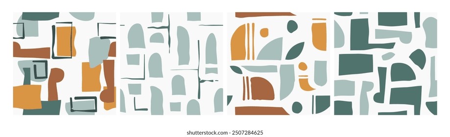 Un patrón de moda sin fisuras con Formas de recorte orgánico abstracto. Patrón abstracto perfecto sin fisuras con Formas orgánicas minimalistas y líneas para fondos y estampados.