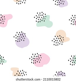 trendy seamless pattern of abstract shapes and doodles. Pastel vector pattern memphis style. Perfect for textile print