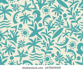 Trendy seamless pattern abstract Summer tropical  shapes inspired by matisse Vector illustration , Design for fashion , fabric, textile, wallpaper , wrapping and all prints 