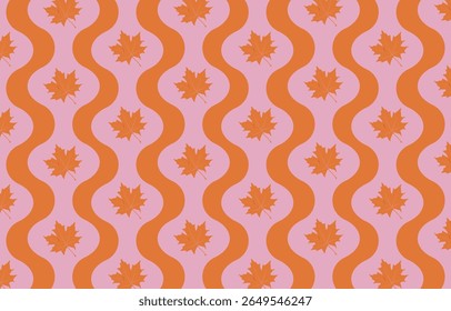 trendy seamless pattern for autumn season with leaf decoration. autumn leaf, autumn flower. vector print