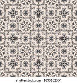 Trendy seamless pattern in beige gray black for decoration, paper, tiles, textiles, carpet, pillows. Home decor, interior design, cloth design.