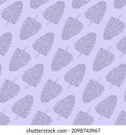 Trendy Seamless pattern with branches of lilac on a purple background. Abstract and floral design. For fabrics, children's clothing, home decor, quilting, cards and templates, scrapbooking and more