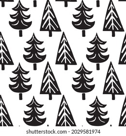 Trendy seamless pattern with Christmas trees. Perfect for holiday packing, print, postcard, invitation. 