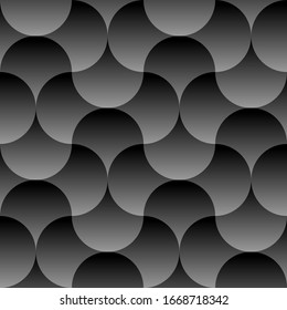 Trendy Seamless Pattern with Circles. Vector dark geometric background with round shapes.