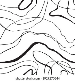 Trendy seamless pattern. Contemporary background with abstract minimalist shapes in black and white colors. Modern vector illustration perfect for prints, fabric, wrapping paper, textile, wallpaper.