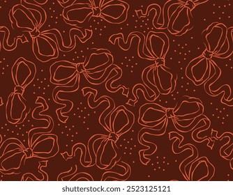 Trendy Seamless pattern of  Coquette bows Vector Illustration Hand drawn ribbon background. Design for fashion , fabric, textile, wallpaper , wrapping and all prints